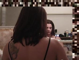 Hot brunette shows her big boobs on camera