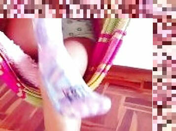 petite ebony latin - JAPANESE girl tease u with her feets and socks