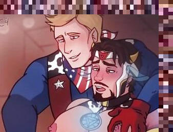 Iron man x Captain america - steve rogers x tony stark gay milking masturbation cow