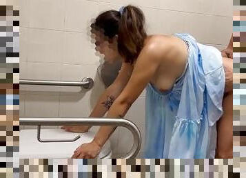 bañando, público, babes, mamada