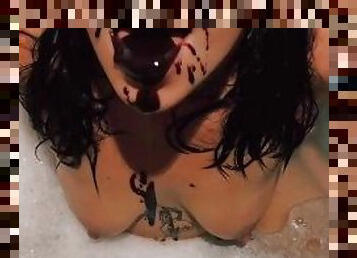 TEASER - Real Kawaii Girl Squirts & Swallows Chocolate Syrup in Bath Hentai Fantasy - Kelsey
