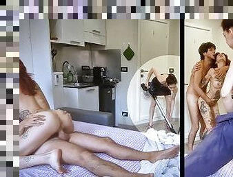 énorme, femme-de-ménage, ejaculation-sur-le-corps, cam, couple, voyeur, sur-le-visage, pute, italien, attrapée