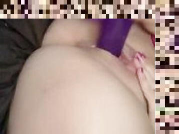 Thick Purple Dildo Makes My Eager Pussy Cum So Hard