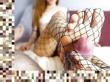 POV leisurely footjob in fishnets - Sunako_Kirishiki