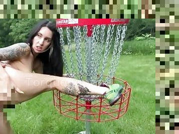 suurtiss, orgasm, väljas, avalik, amatöör, beibed, suur-munn, golf, brünett, reaal