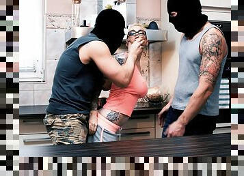Male burglars both shock and excite Mea Melone and Mila Milan
