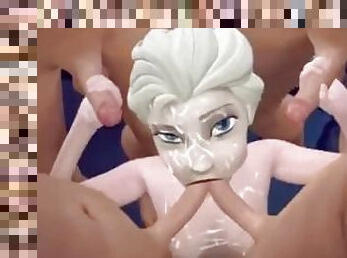 Elsa Frozen Bukkake Blowbang 3D Hentai