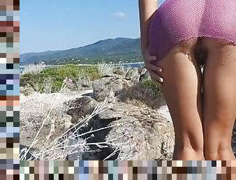 poilue, masturbation, public, chatte-pussy, amateur, jupe-en-l’air, culotte, fétiche, solo, réalité