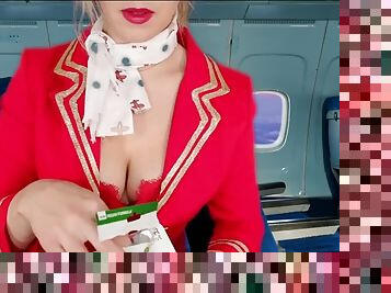 ASMR blonde stewardess with big boobs