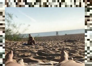 nudist, offentlig, amatør, strand, blotter, pik, blotteri