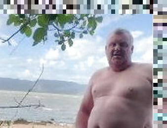 Wanking Naked on Public beach