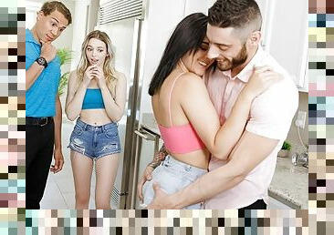 Step Daughters Kylie Rocket & Lily Larimar Show Their Affection To Horny Step Dads - DaughterSwap