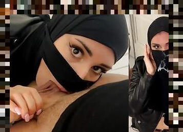 HIJABI IN LEATHER RECEIVED MANY CUM ON NIQAB