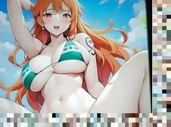 One Minute Cum Challenge to Nami Open Legs Pissing No Bikini