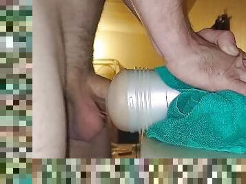 Pumping my flashlight cull of cum