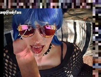 18 Year Old Emo Girl Cum Walk on a Public Beach