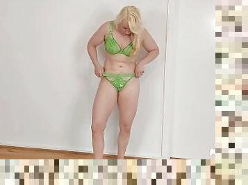 milf, mamma, trosor, blond, underkläder, bikini