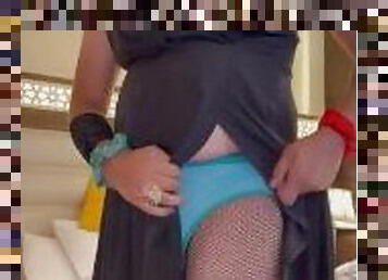 Indian Sissy Femboy Crossdresser Jessica in Black Slit Dress Walk