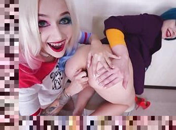 Halloween: Joker fucks Harley Quinn with a black strap-on [purple bitch and hotline aurora]