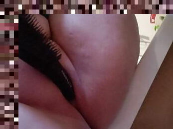 Forgot My Toy, Had to Use a Hair Brush to Make My Pussy Cum
