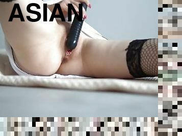 asiatisk, onani, orgasme, amatør, milf, legetøj, mor, sød, solo