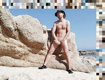 masturbation, nudiste, en-plein-air, public, amateur, gay, branlette, plage, secousses, européenne