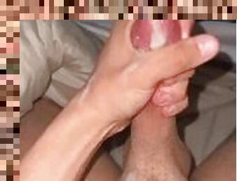 Jerking off leads to huge cum load drizzle on my cock