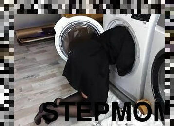 Stepmom Gets Fucked While is Stuck Inside of Washing Machine! HOT SEX!