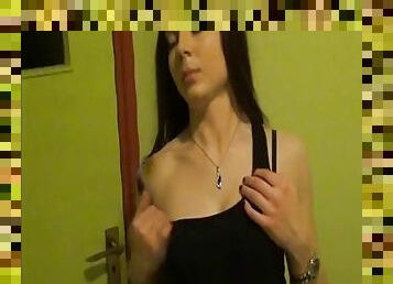 A private video with a naive young brunette Natalie, filmed by