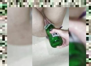 champagne squirt in the bathroom