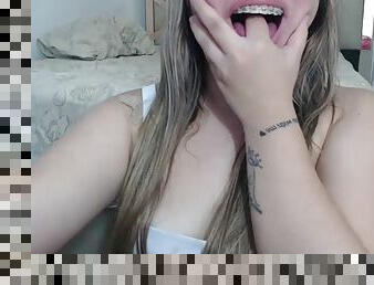 Hot mouth with braces blonde bbw fetish with tongue spit