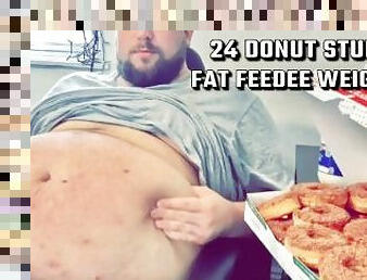 24 Krispy Kreme Belly Stuffing! Feedjeezy Male Feedee belly stuffing Fatpad