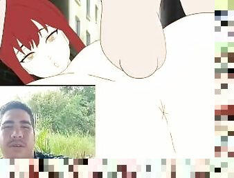 segg, anális, vörös, anime, hentai