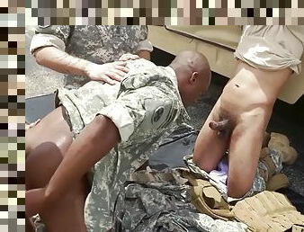 armée, en-plein-air, anal, ébène, gay, black, trio, fétiche