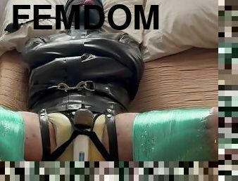 orgasmo, bdsm, escravo, latex, escravidão, domínio-feminino, provocando