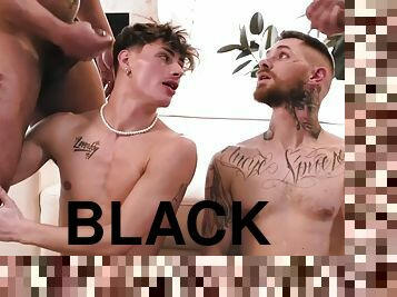 orgie, anal, fellation, ébène, gay, black, sur-le-visage, percé, minet, tatouage