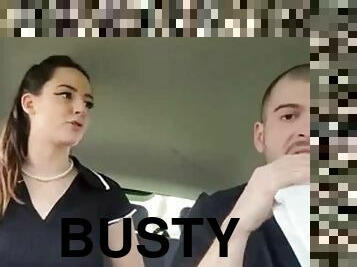 Busty slut gets a load of cum in her ass after riding cock in the car live on sexycamx.com