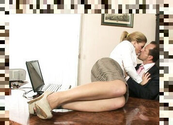 Amazing office lady gets banged by the boss and offered a big raise