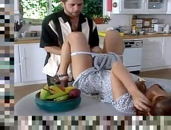 Redhead gabriella wolf anal violated in the kitchen