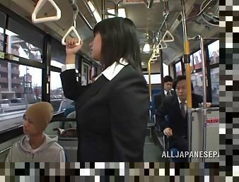 Public, Japonais, Bus, Coquine, En nylon